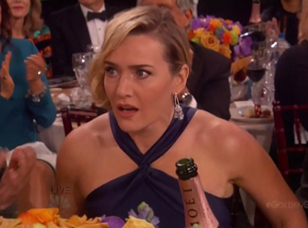 Kate Winslet, 2016 Golden Globes, Shocked Kate Winslet, 2016 Golden Globes, Shocked